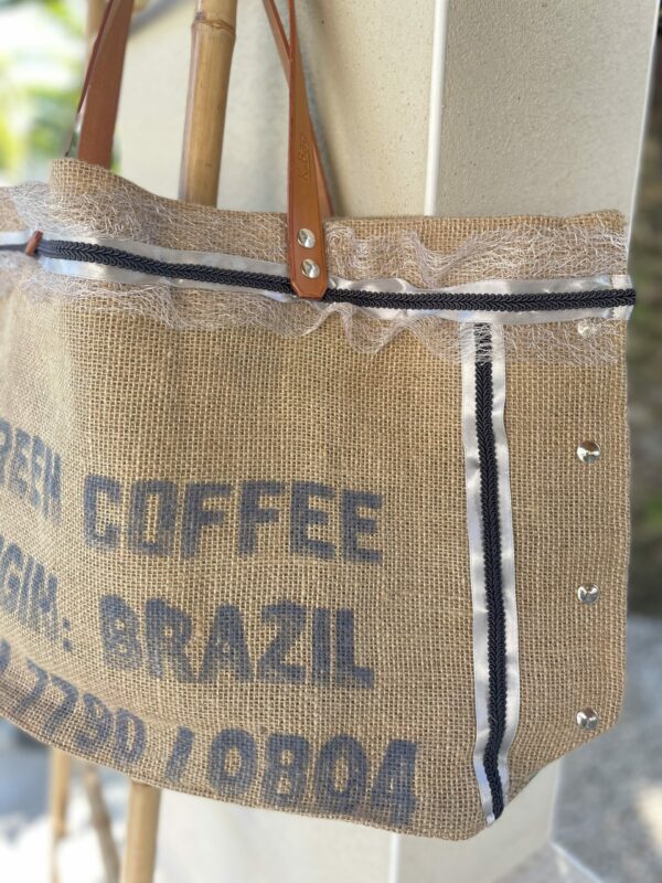 Grand cabas Green coffee argenté – Image 6