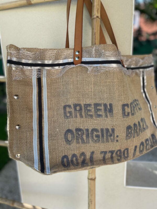 Grand cabas Green coffee argenté – Image 7